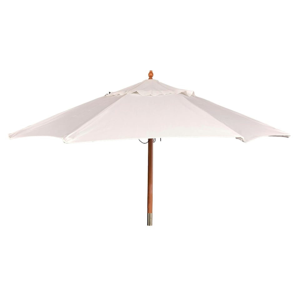 image 1 of Oypla 2.1m Wooden White Garden Parasol Outdoor Patio Umbrella Canopy White
