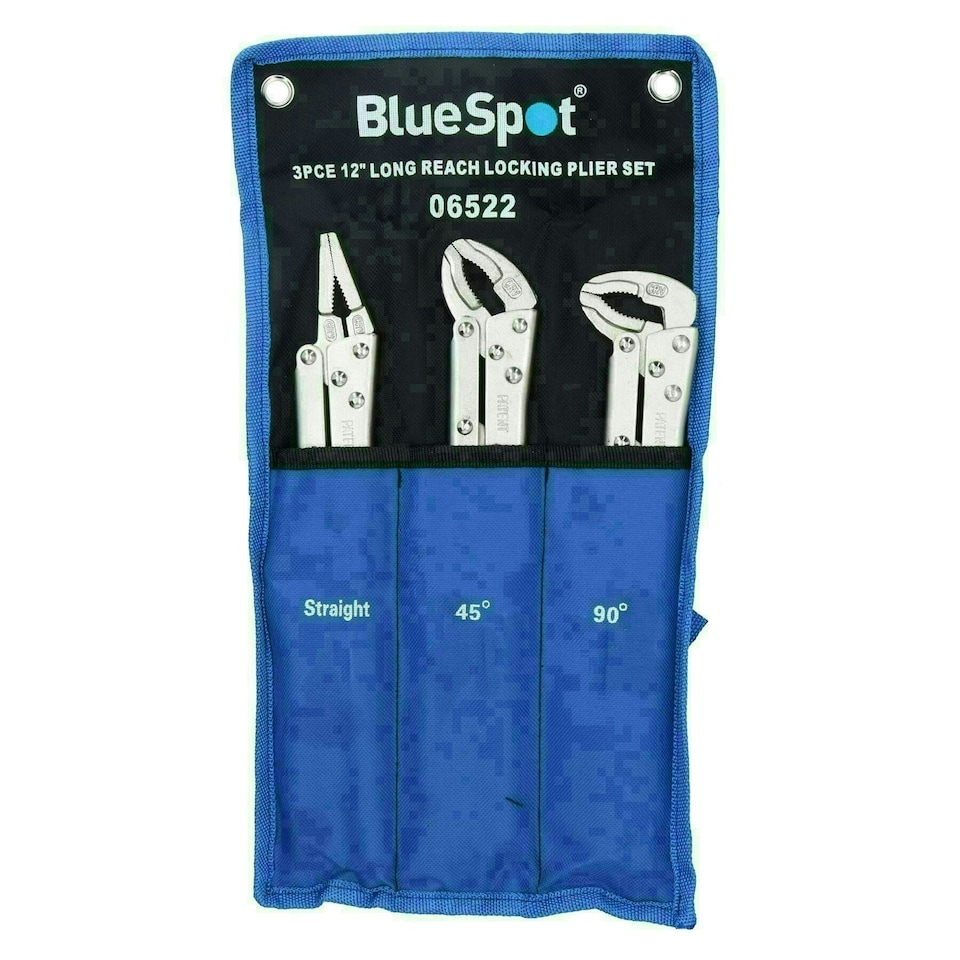 image 1 of 12" Extra Long Nose Adjustable Locking Pliers Mole Grips 3pc Set Straight 45Â° 90Â°