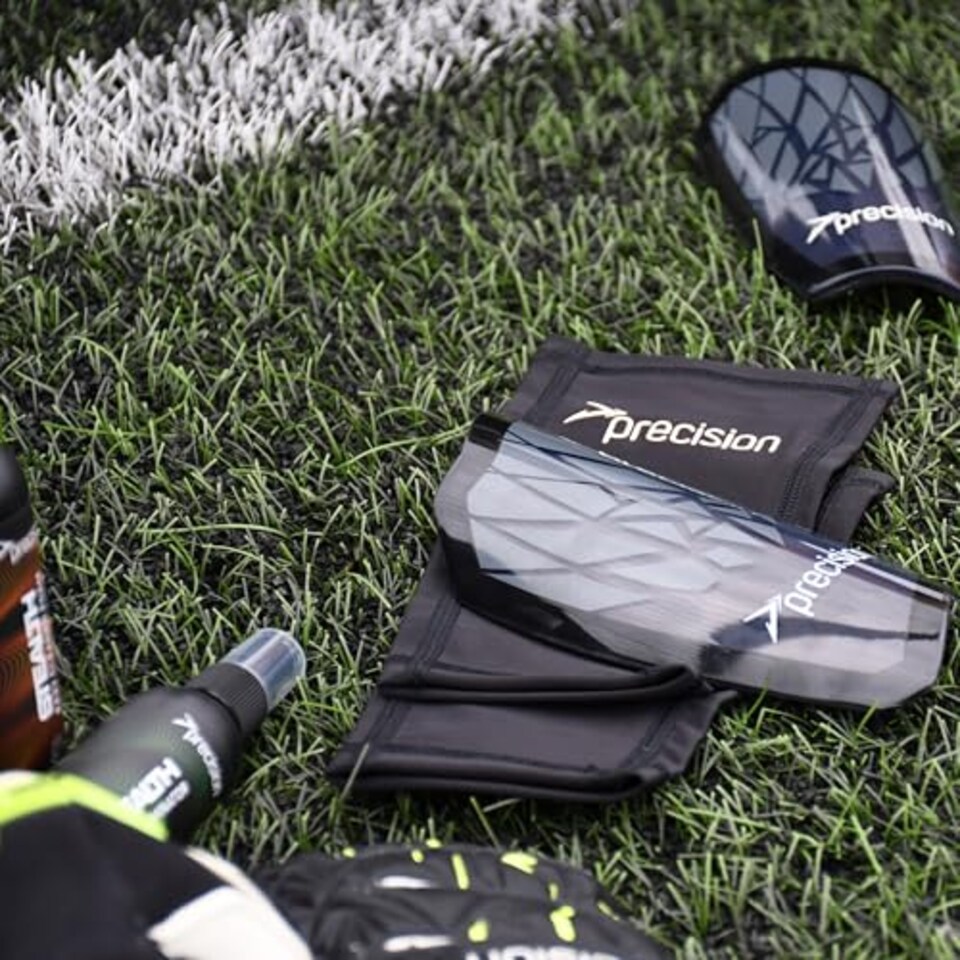 image 1 of Precision Pro Fusion Flex Shin Guards, Lightweight Football Protection With Tpu Shell, Eva Foam Cushioning, Elasticated Sleeves Pads, Black, Xsmall