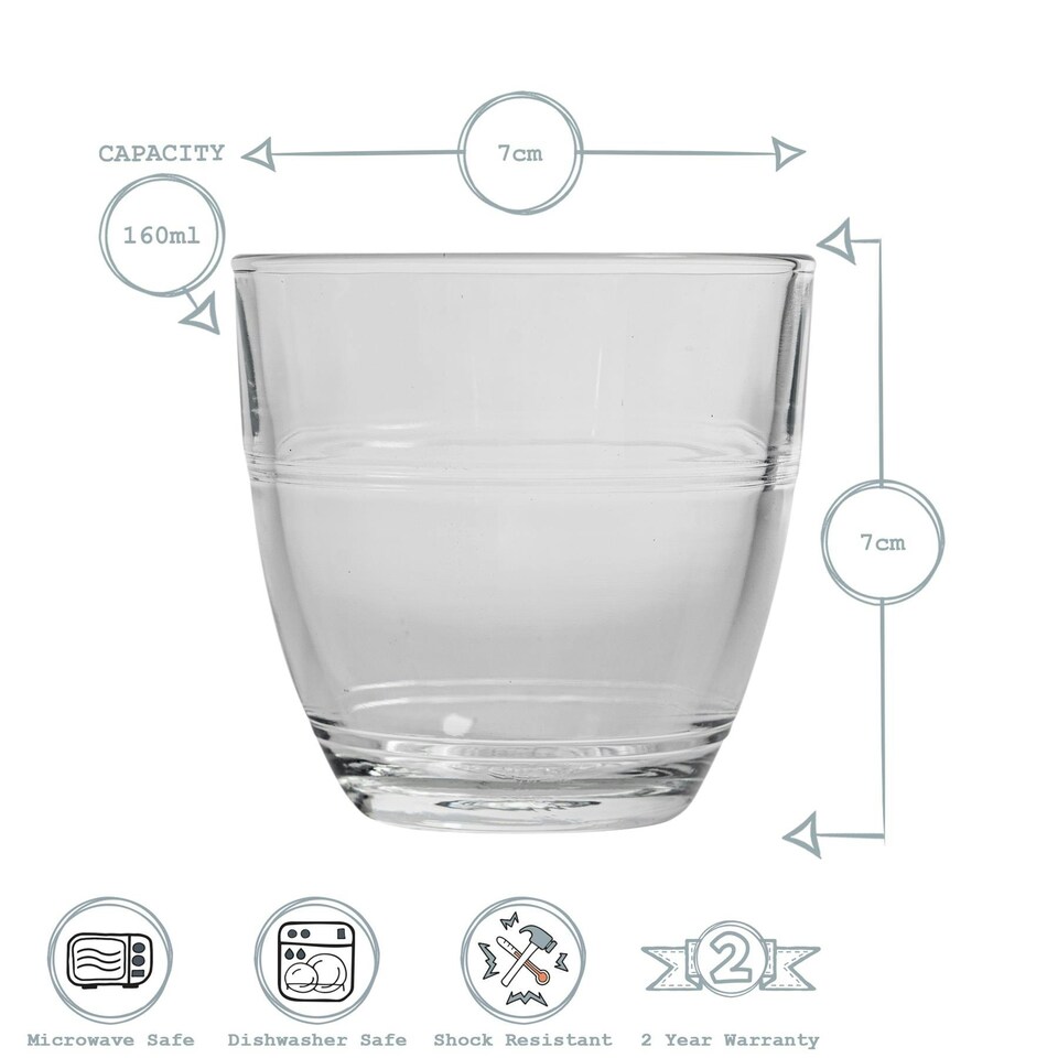 image 1 of Duralex Gigogne Glass Tumblers - 160ml Drinking Glasses for Water, Juice - Pack of 6 Clear
