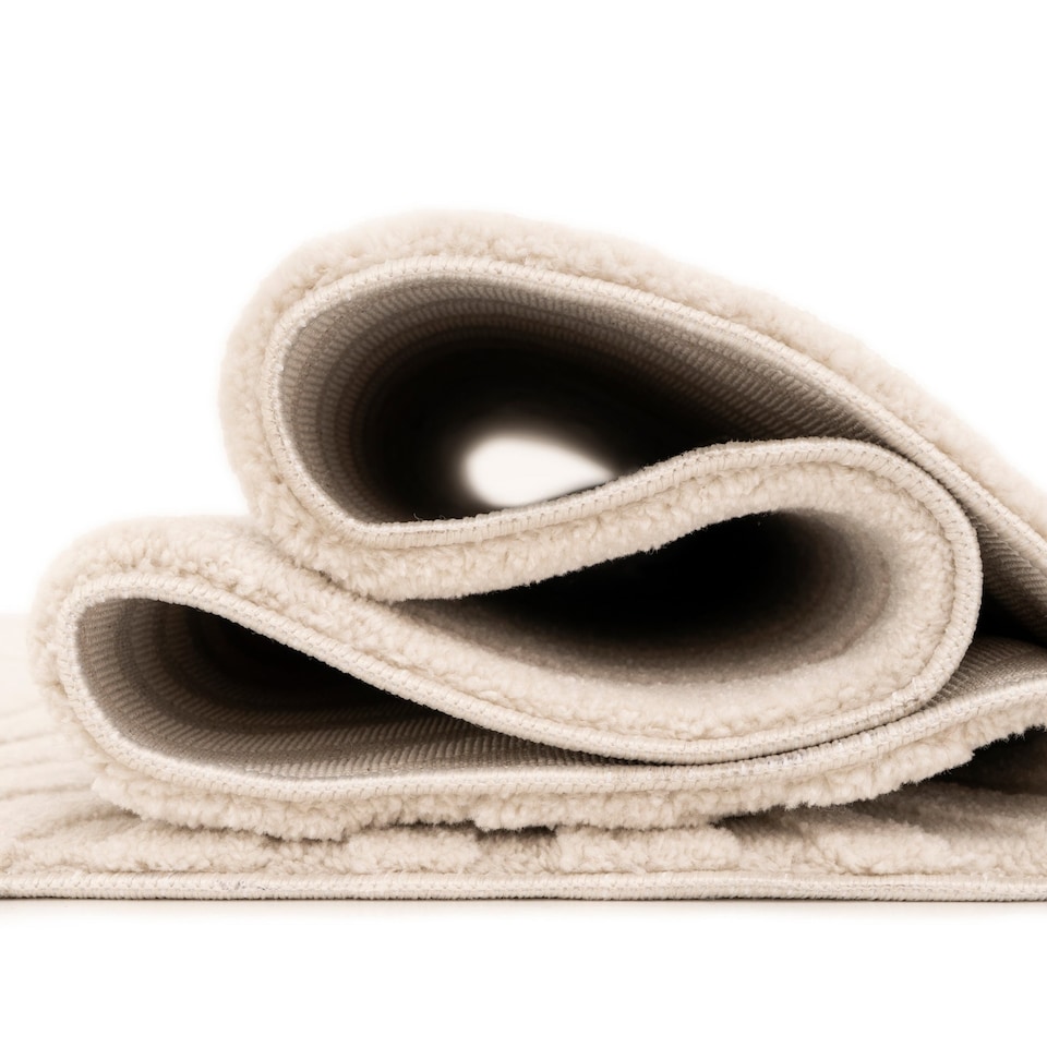 image 1 of KUKOON Retro Grooves Plush Pile Cream Beige Living Room Area Rug 200cm x 290cm
