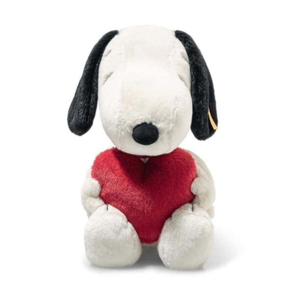 image 1 of Steiff Snoopy Red Love Heart Soft Toy | White | Red Heart