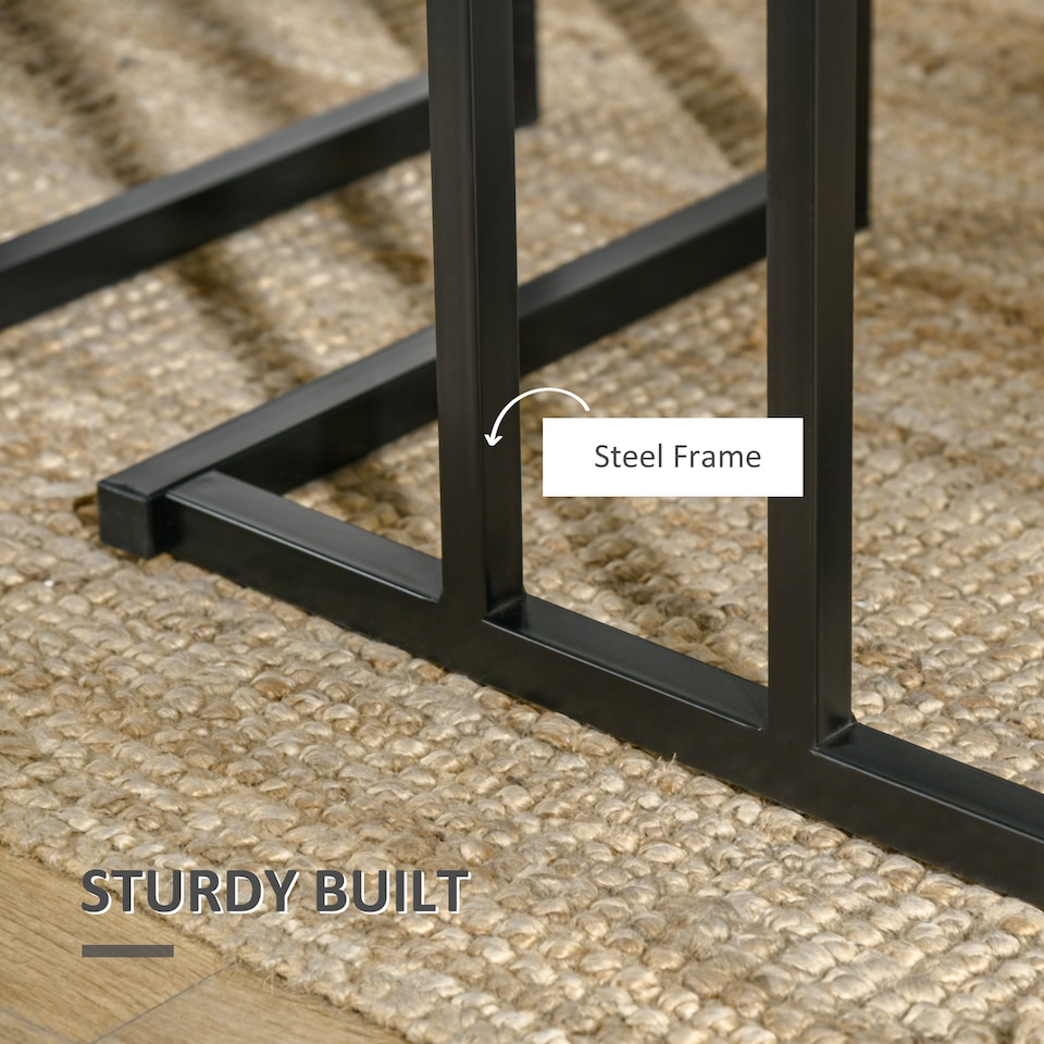 image 1 of HOMCOM Dining Table and Chairs Set for 4 People, Concrete Effect Kitchen Table and Bench Set with Steel Frame, 4 Piece Dining Room Sets, Grey