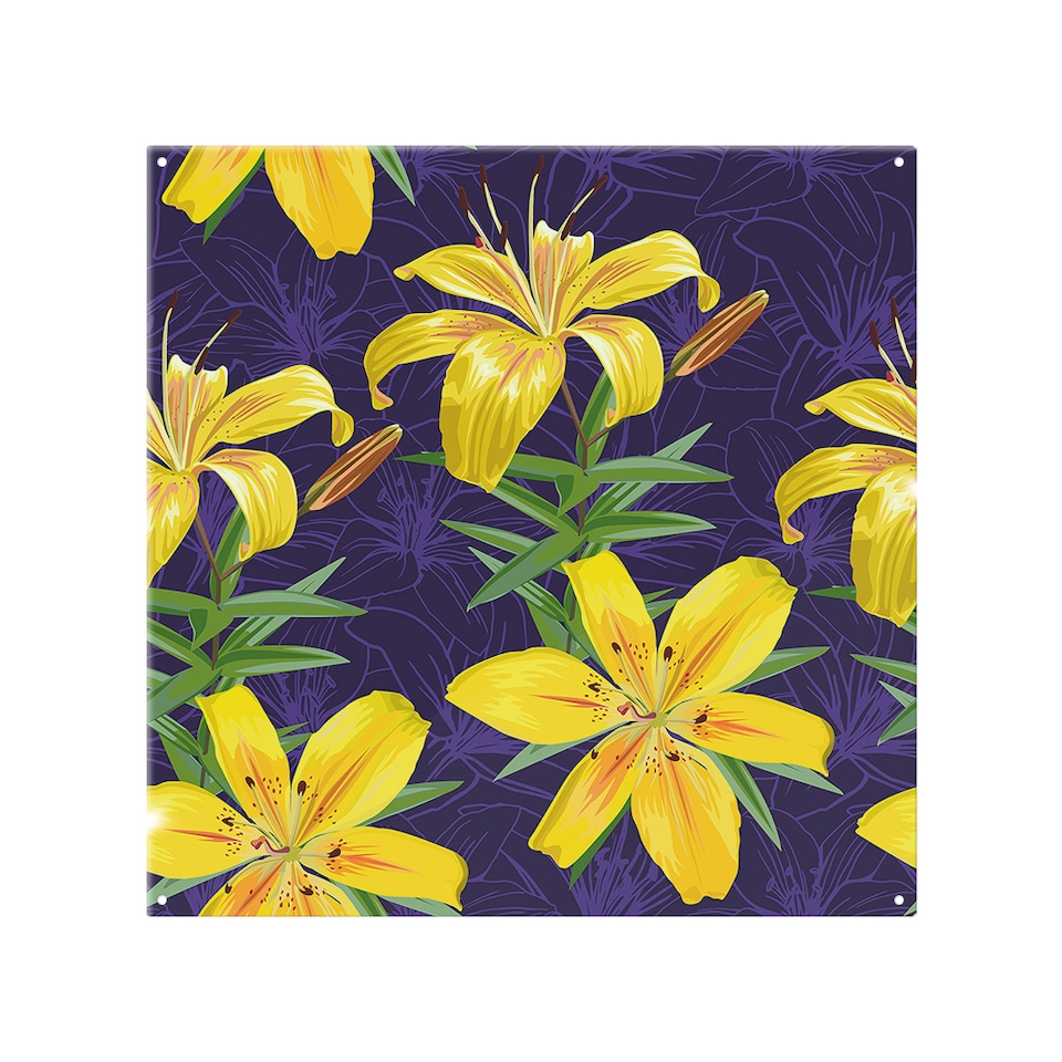 image 1 of Yellow Lily Flowers Splash Back | White
