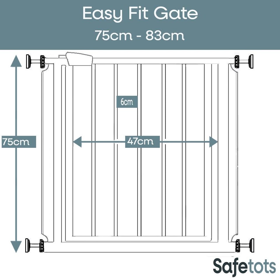 image 1 of Bettacare Easy Fit Gate, 75cm - 83cm, White, Pressure Fit Stair Gate, Baby Gate for Doors Hallways and Spaces