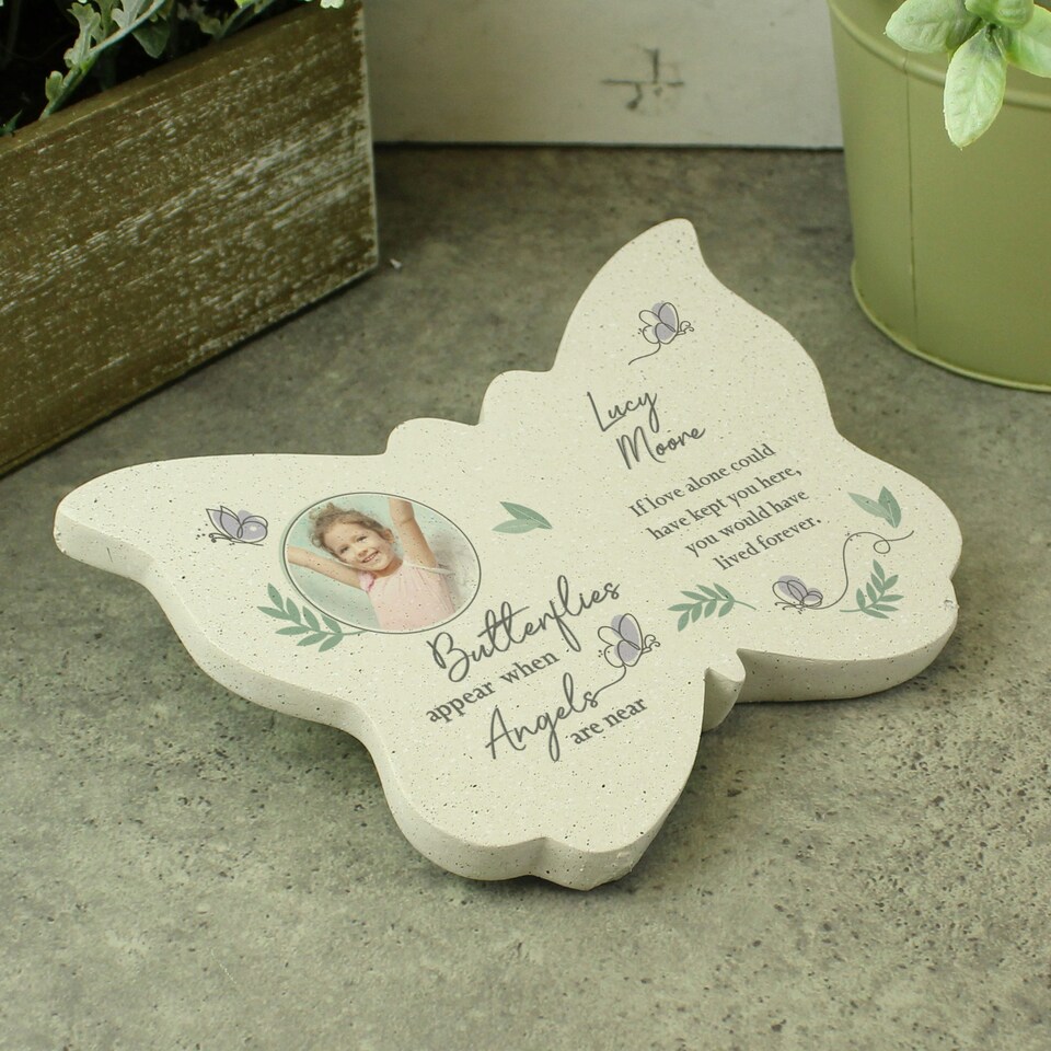 image 1 of Personalised Butterflies Appear Photo Upload Memorial Resin Butterfly