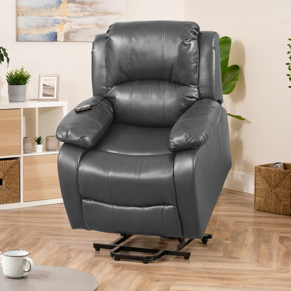 image 1 of Northfield Dual Motor Massage Heat Riser Recliner Chair - Grey