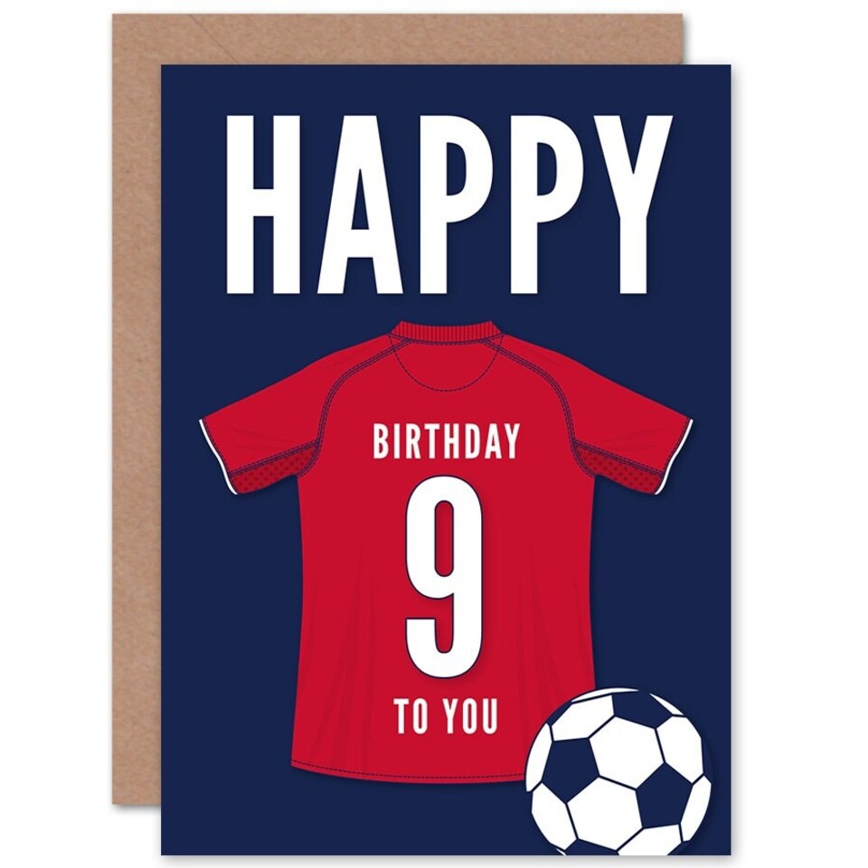 image 1 of Football Strip Kit Dark Red Top On Age 9 Year Old Child Kids 9th Birthday Card