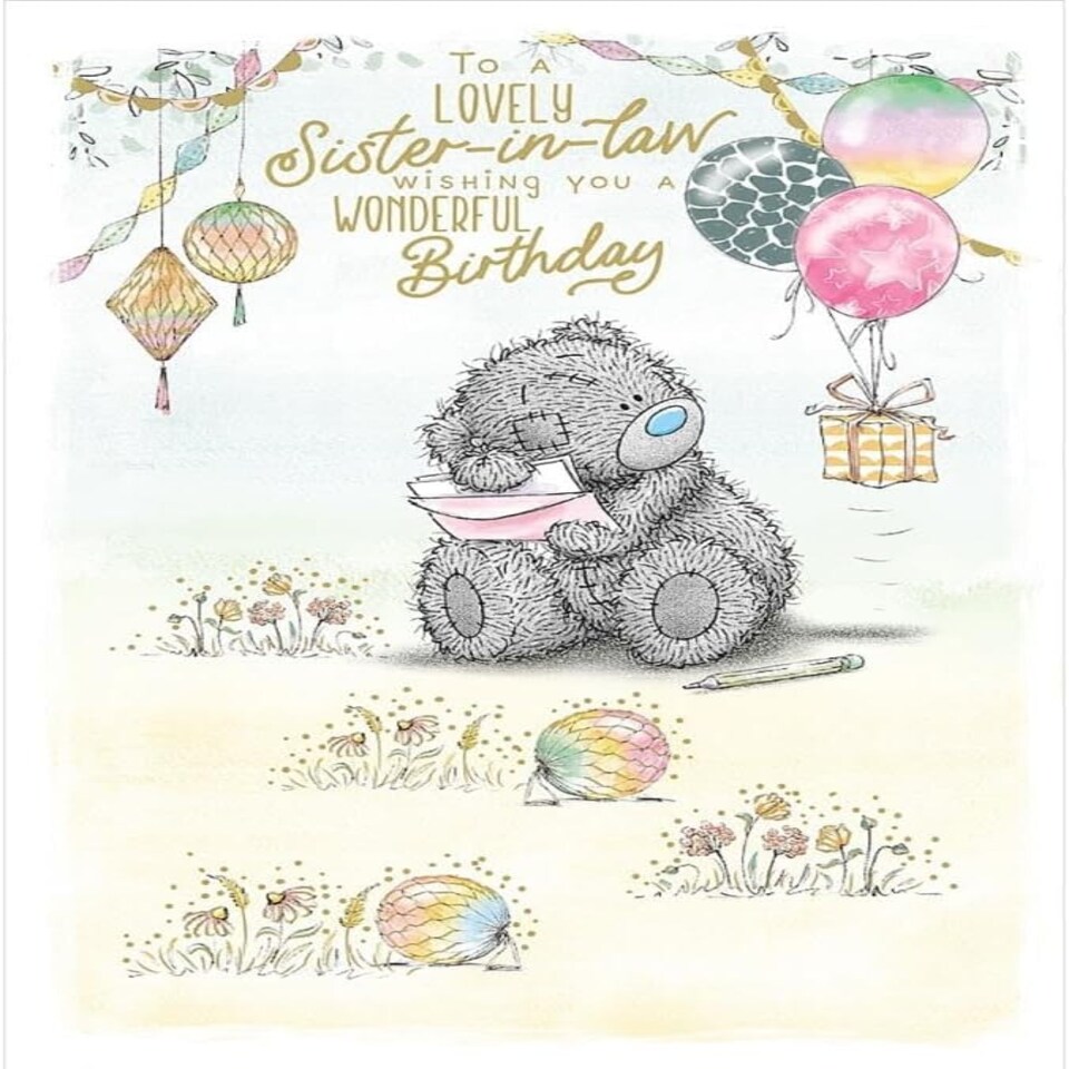 image 1 of Bear With Envelope And Balloon Sister In Law Birthday Card