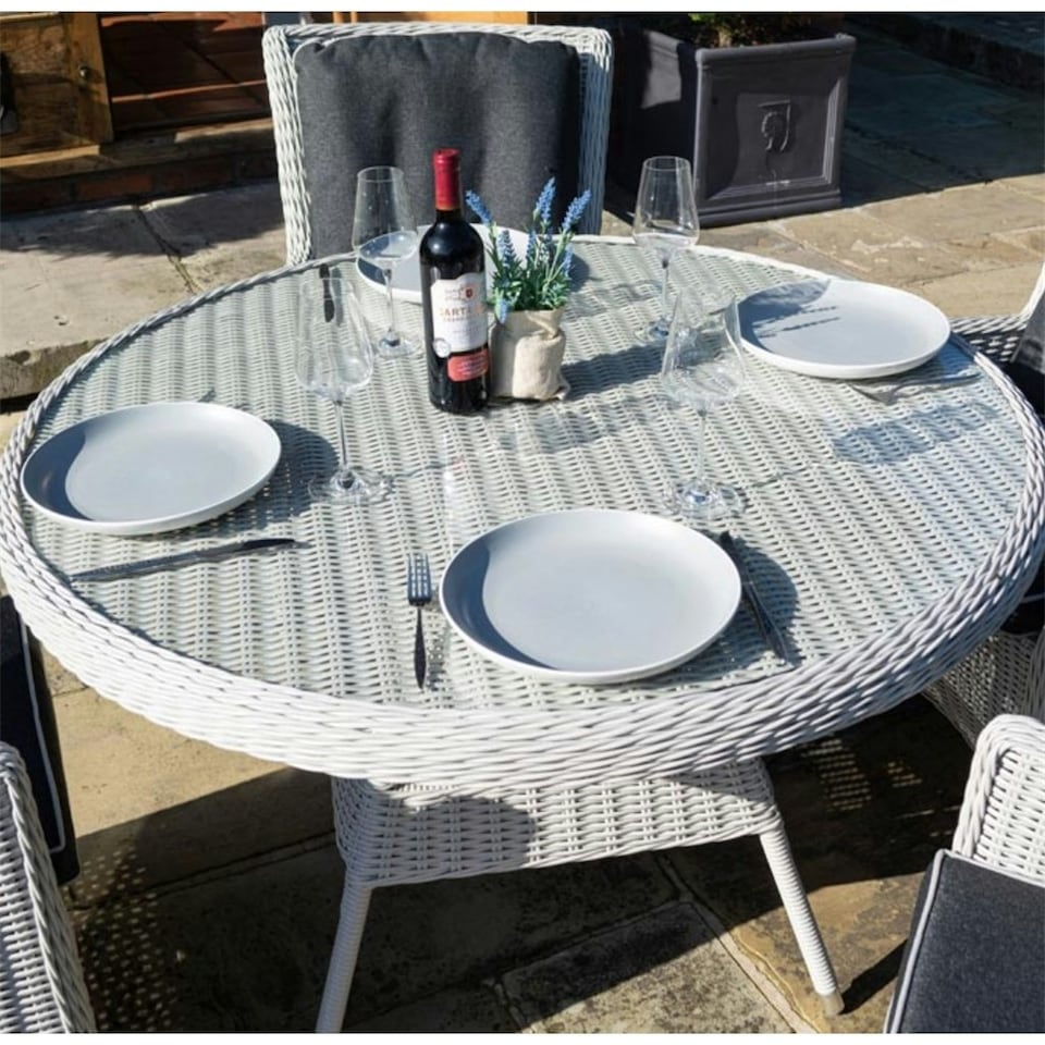 image 1 of 4 Seater Putty Grey Rattan Weave Garden Dining Set