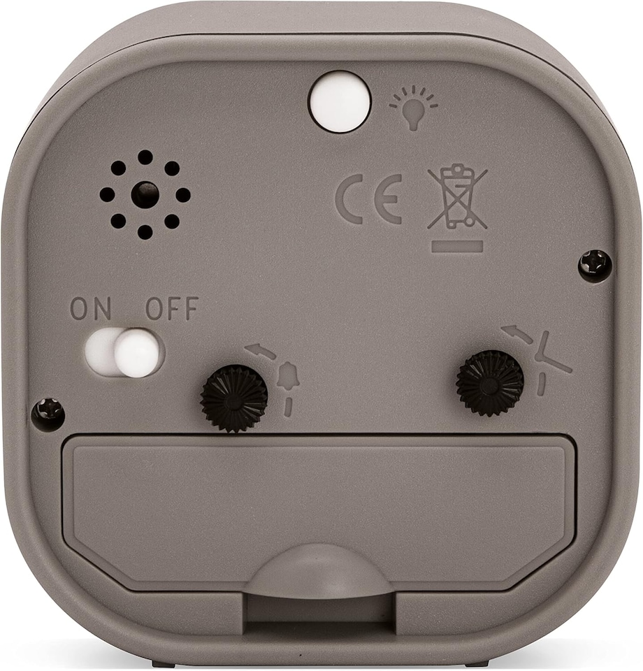 image 1 of Acctim Robyn Mini Bedside Alarm Clock | Grey | Grey