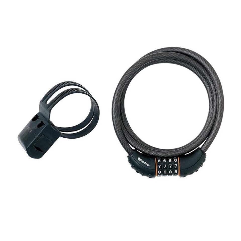 Master Lock Black Braided Steel Combination Cable 1.8m X 10mm - Multi Colour - One Size