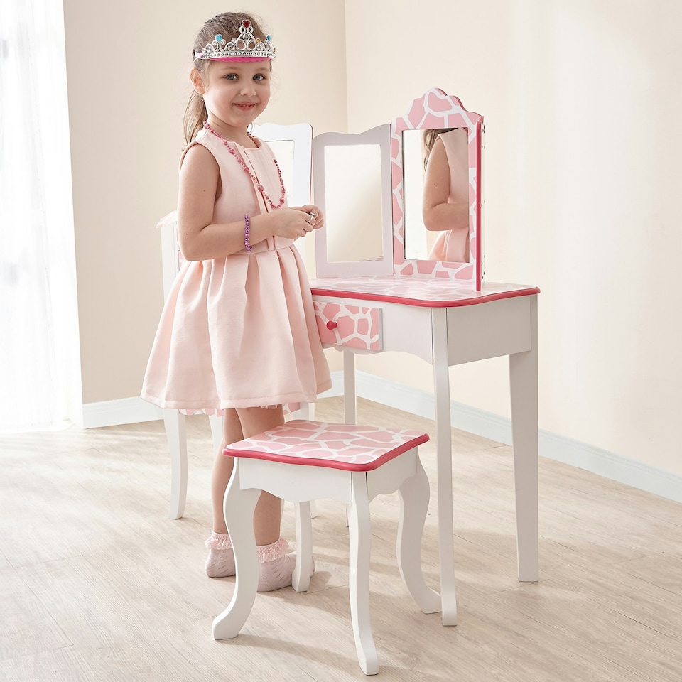 image 1 of Teamson Kids Gisele Giraffe Prints Play Vanity Set