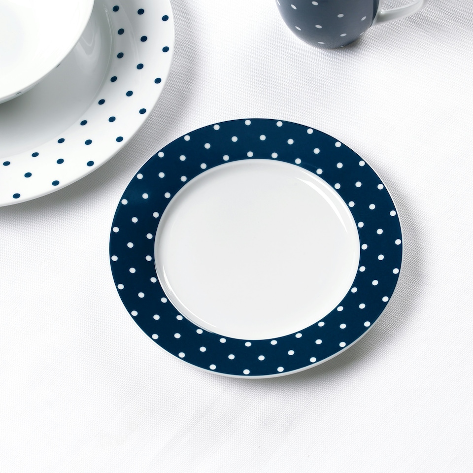 image 1 of 24pc Blue & White Spot Dinner Set