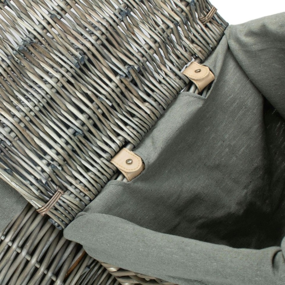 image 1 of Set of 2 Antique Wash Square Laundry Basket with Grey Sage Lining | Grey | Grey