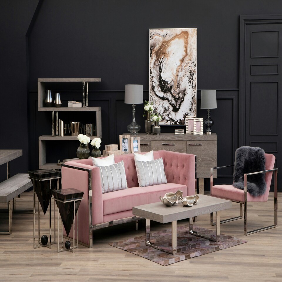 image 1 of Interiors by Premier Pink Velvet Cocktail Chair, Easy to Adjust Comfy Chair, Effortless Cleaning Small Chair