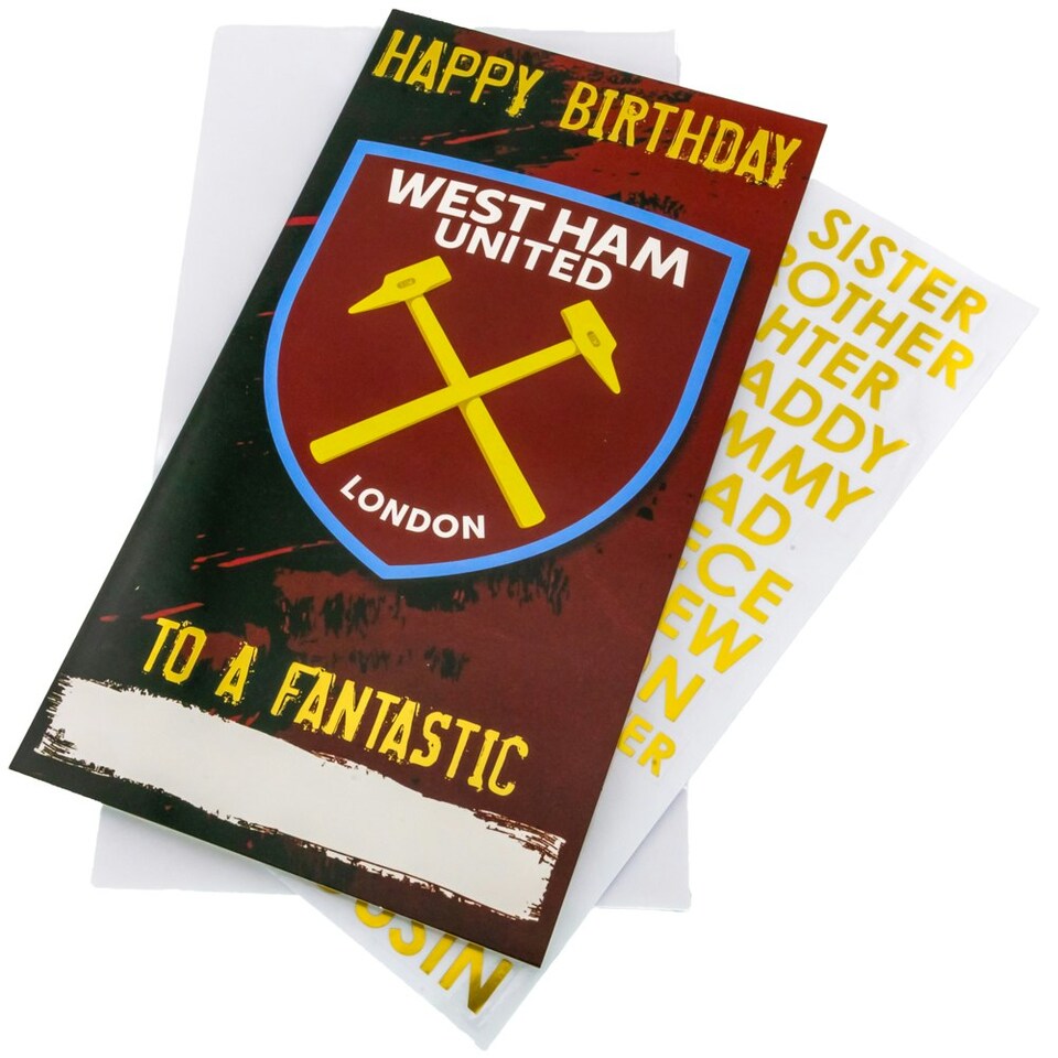image 1 of West Ham United FC Customisable Birthday Card - Claret Red/Yellow/Black - One Size