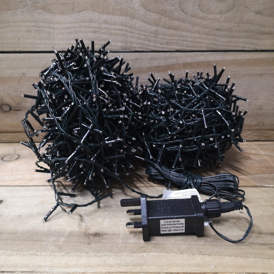 image 1 of 2000 LED 50m Indoor Outdoor Christmas Multi Function Mains Operated String Lights with Timer in Cool White