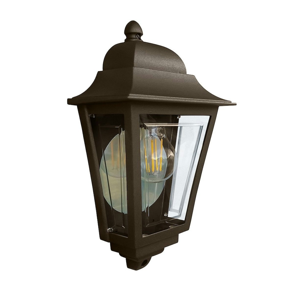 image 1 of Deco Lane 1 Light Half Outdoor Wall Lantern Bronze IP44