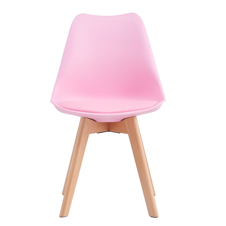 image 1 of Set of 2 Dining Chairs with Solid Wooden Legs and Seat Cushion Pad Pink- Eva by MCC