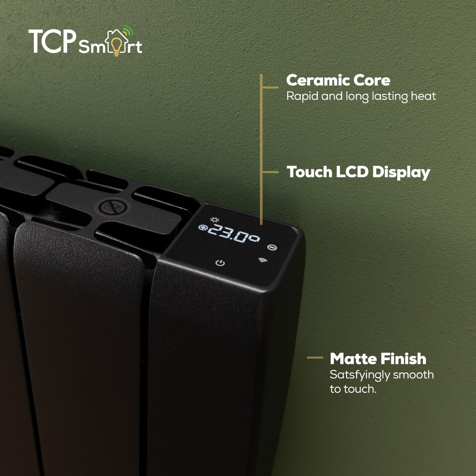 image 1 of TCP Smart 700W Black Ceramic Panel Electric Radiator