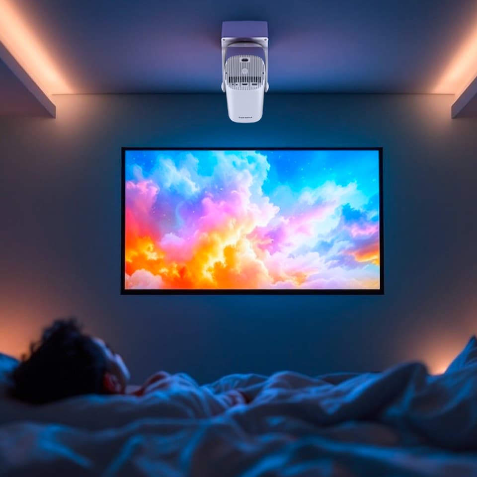 image 1 of Philips NeoPix 250 Projector White- 1080p, Wireless Screen Mirroring, 180 degree Rotative Stand, Google TV, LED
