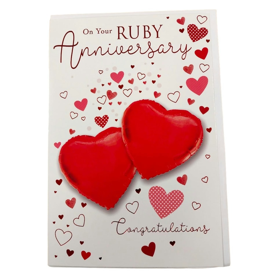 image 1 of On Your Ruby Anniversary Congratulations Balloon Boutique Greeting Card