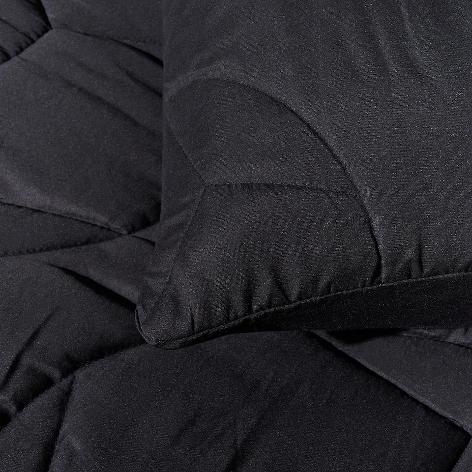 image 1 of OHS Quilted Embossed Patterned Soft Plump Coverless 7.5 Tog Washable Duvet Cover and Pillowcase Bedding Set | Black | Black Football | Single