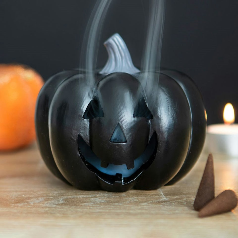 image 1 of Something Different Pumpkin Incense Cone Holder - Black - One Size