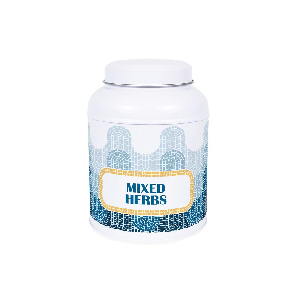 image 1 of Mosaic Waves Mixed Herbs Canister - Small Domed Lid Kitchen Storage Jar
