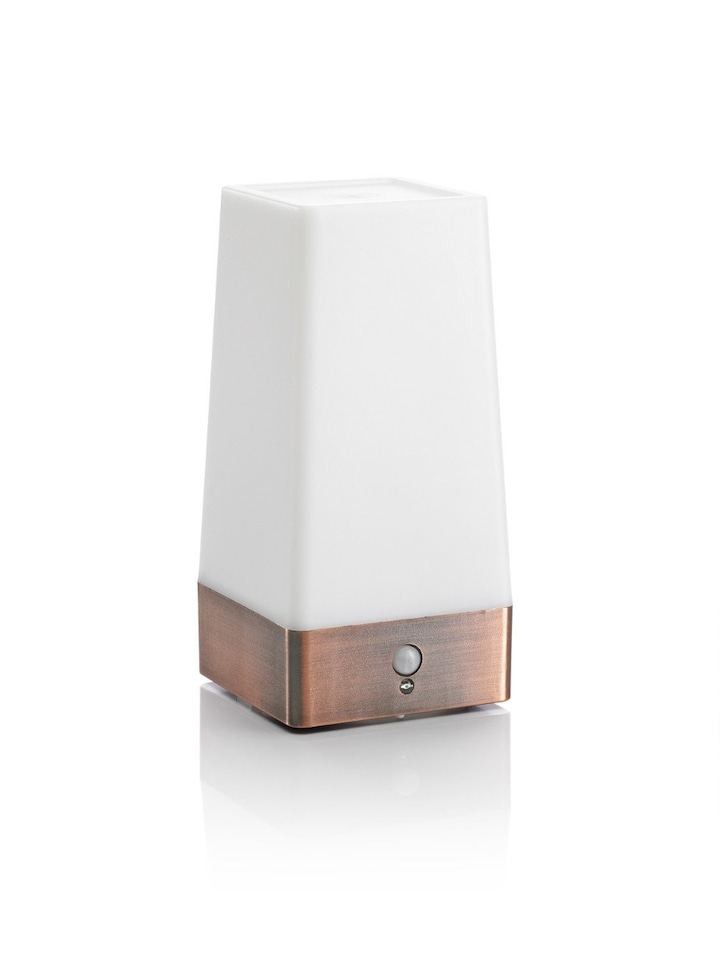 image 1 of Auraglow Wireless PIR Motion Sensor Hallway Night Light | White | Brass/Copper