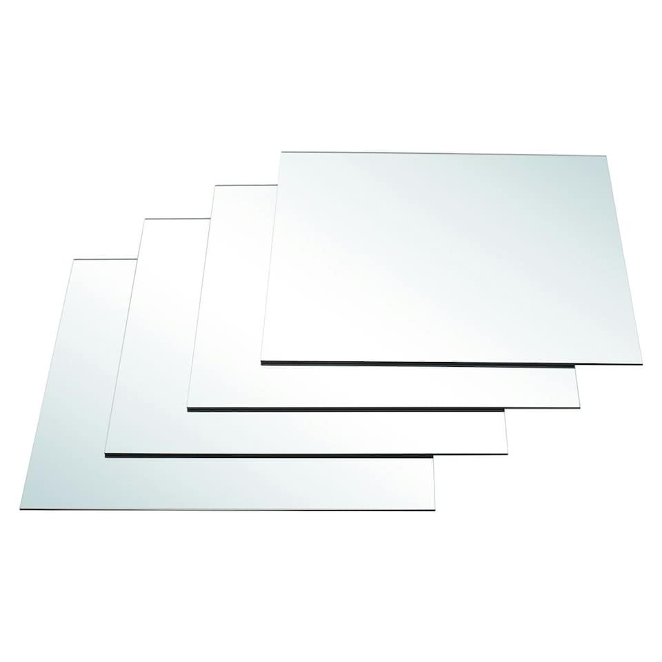 image 1 of Living and Home 4 Pcs Acrylic Adhesive Wall Mirror - 30cm