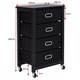 image 2 of COSTWAY Dresser Chest of Drawers with 4 Drawers w/ Wheels Black