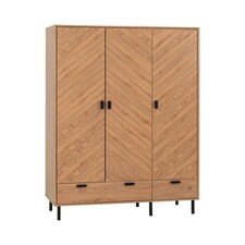 Leon 3 Door 2 Drawer Wardrobe - L47 x W118.5 x H190.5 cm - Medium Oak Effect Brown