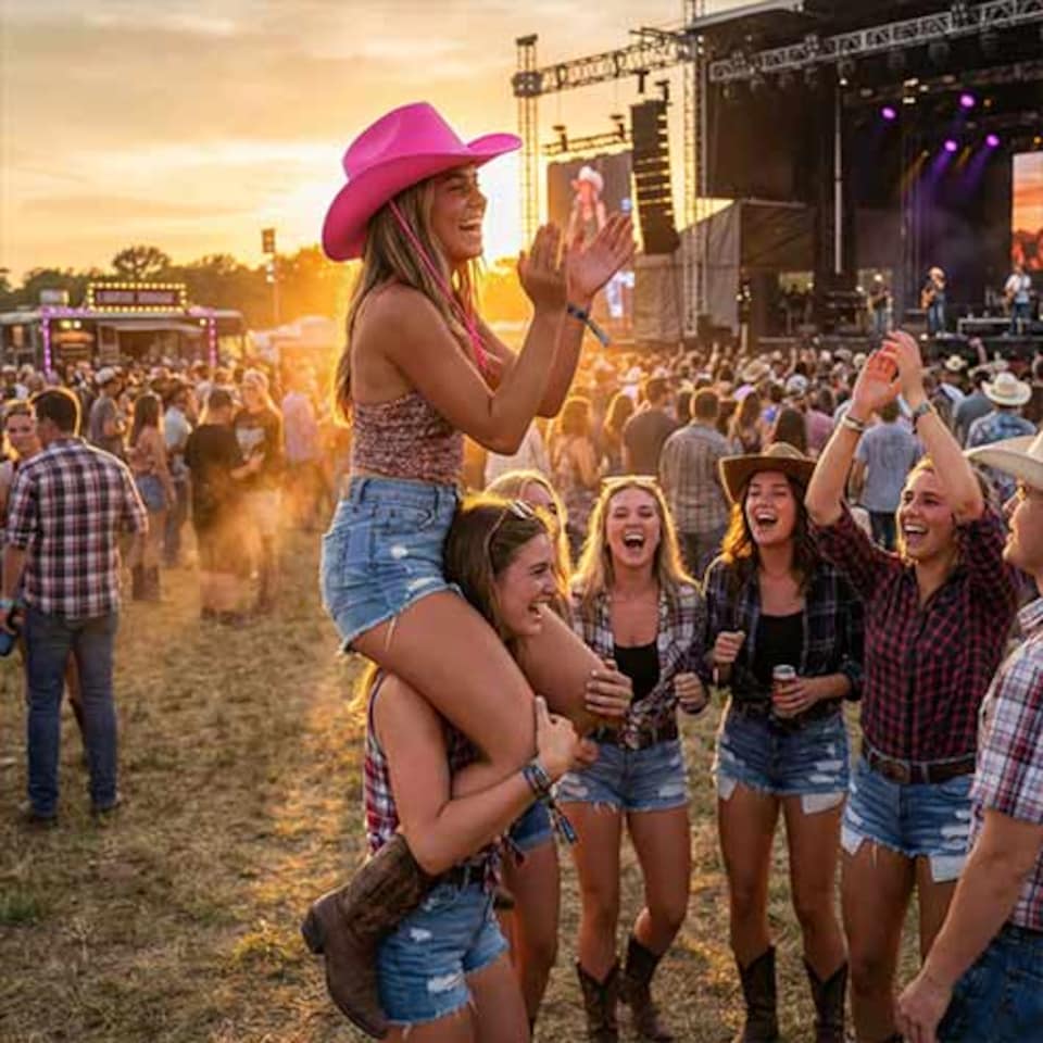 image 1 of Hot Pink Adults Cowboy Hat with Silver Stud Detail Fancy Dress Accessory
