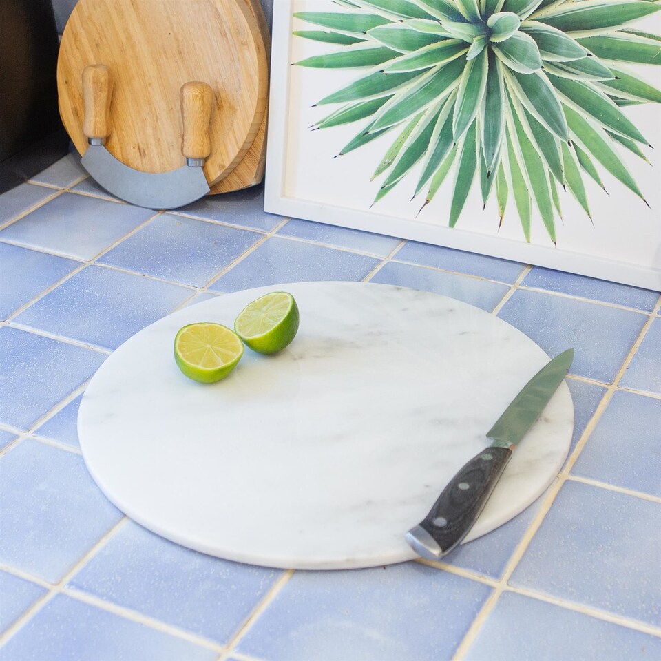 image 1 of Argon Tableware Round Marble Chopping Board - 30cm - White | White | White