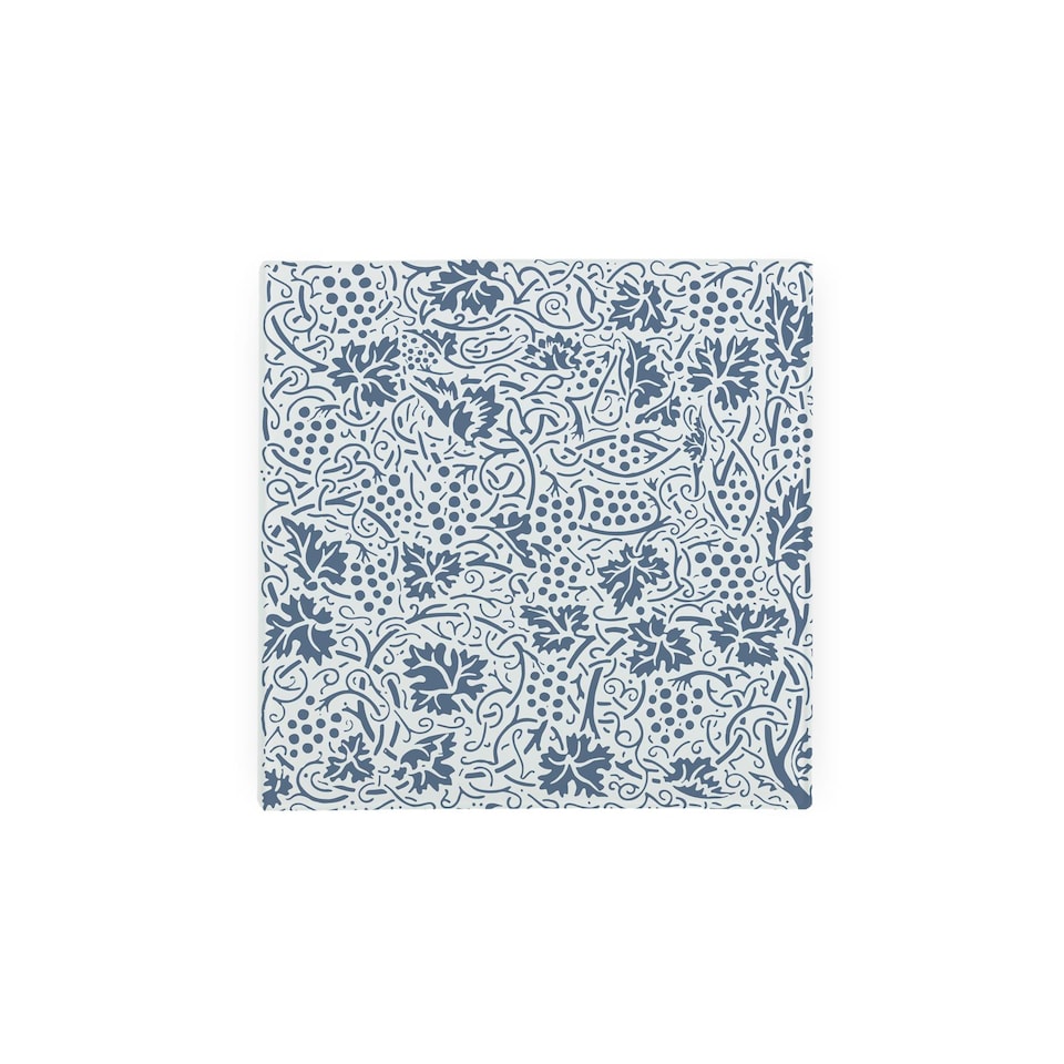 image 1 of Blue Oak Leaves & Berries Glass Hot Pot Stand - Heat Resistant Non-Slip Trivet