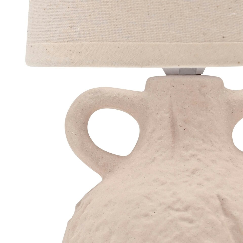 image 1 of Hestia Natural Handle Vase Lamp | White | Natural