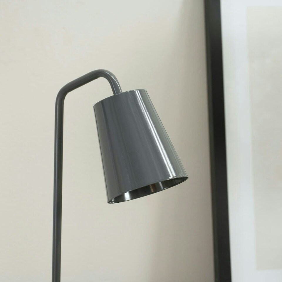 image 1 of ValueLights Bibi Charcoal Grey Arched Stem Metal Classic Table Lamp