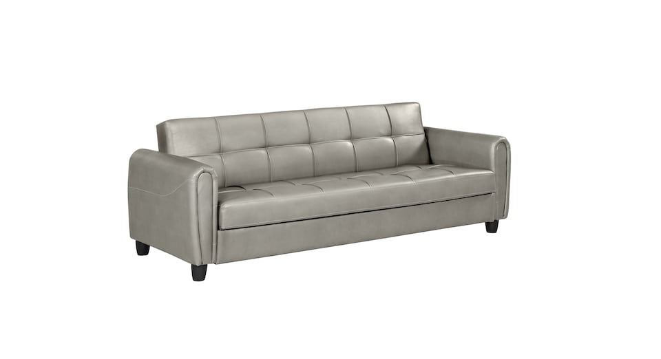 image 1 of Harper 3 Seater PU Leather Click Clack Sofa Bed with Hidden Storage - Grey | Grey | Slate Grey | 1