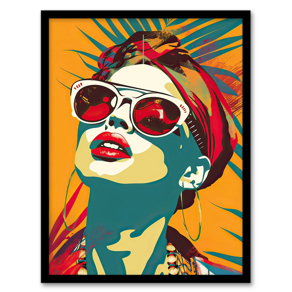 image 1 of Holiday Travel Vibes Colourful Portrait Black Framed Wall Art Print A4