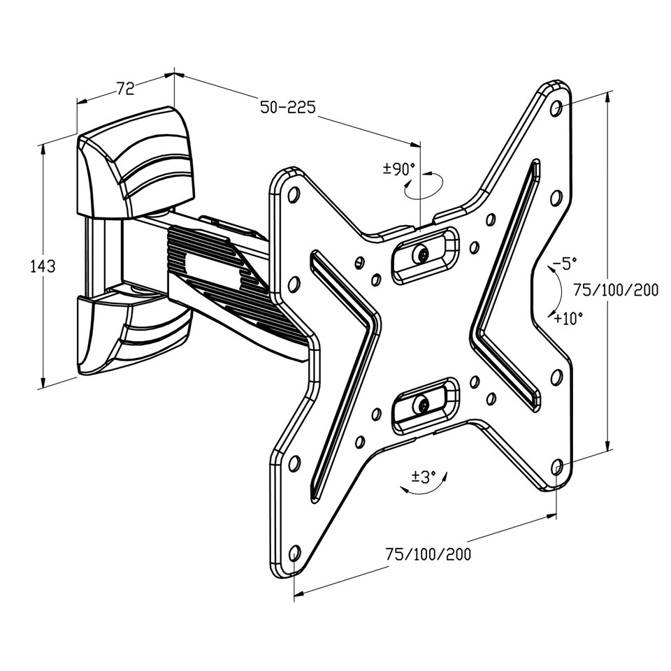 image 1 of TTAP Full Motion TV Bracket - VESA 200 x 200, TV Size 26 - 43 Inch, Max 25kg - TTD202SA