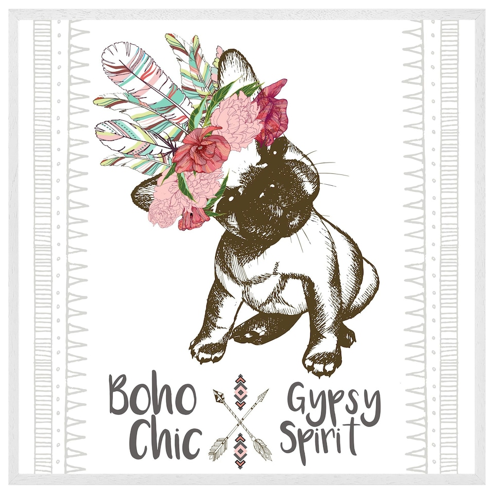 image 1 of Portrait of french bulldog puppy (Picture Frame) White | M