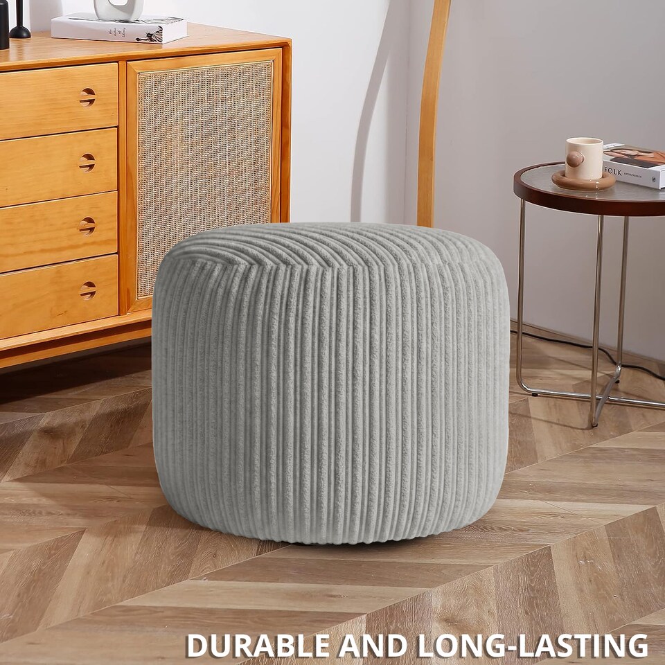image 1 of Mink Jumbo Cord Footstool Oval Pouffe, Corduroy Ottoman Bean Bags 40cm x 35cm