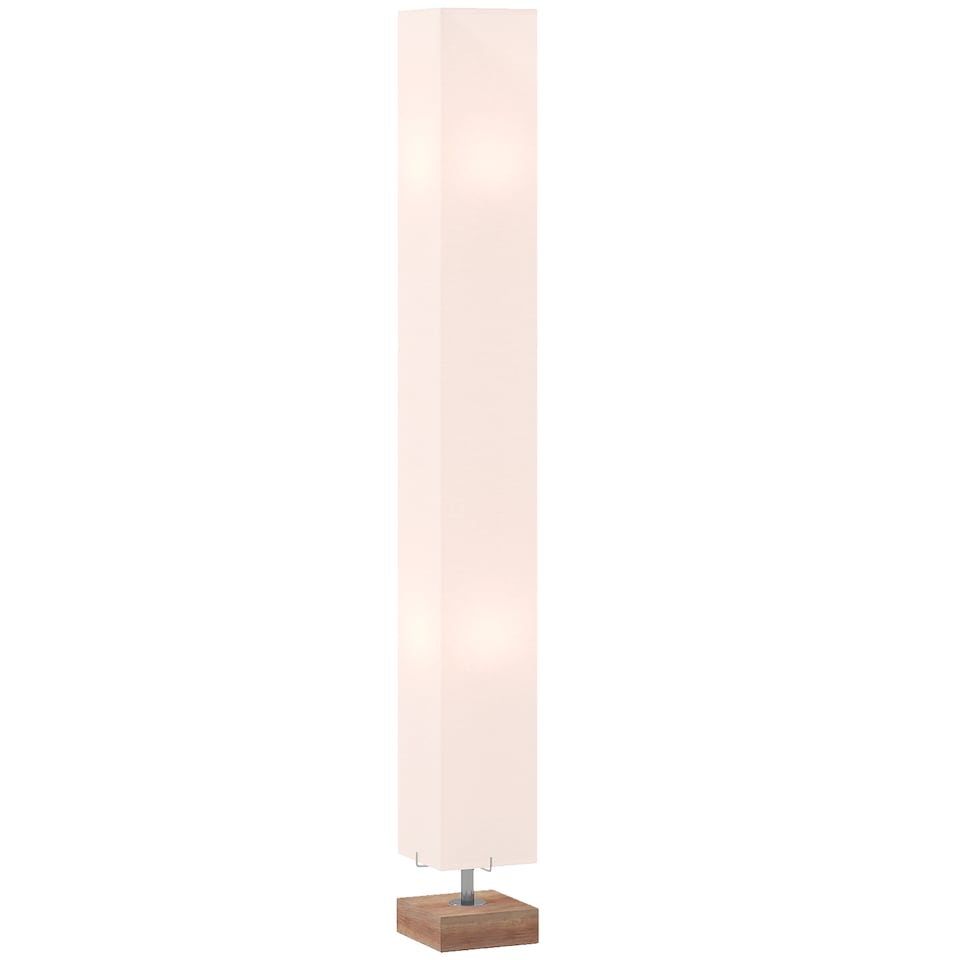 image 1 of HOMCOM Floor Lamp, 120cm Standing Lamp with Linen Lampshade, Standard Light with Pine Wood Base for Living Room, Bedroom (Bulbs Not Included)