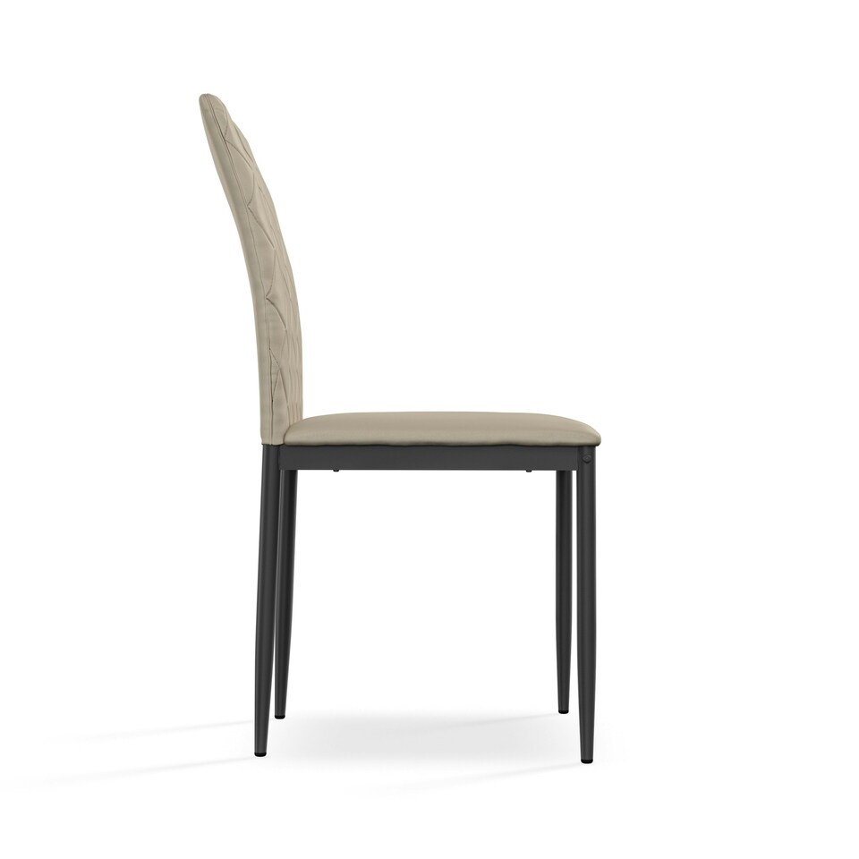 image 1 of Set Of 2 Monza Faux Leather Dining Chair Modern Padded Seat Metal Legs Kitchen Grey | Grey