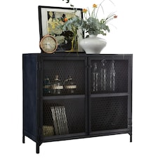 Maren Dark Metal  2 Door Small Sideboard Black