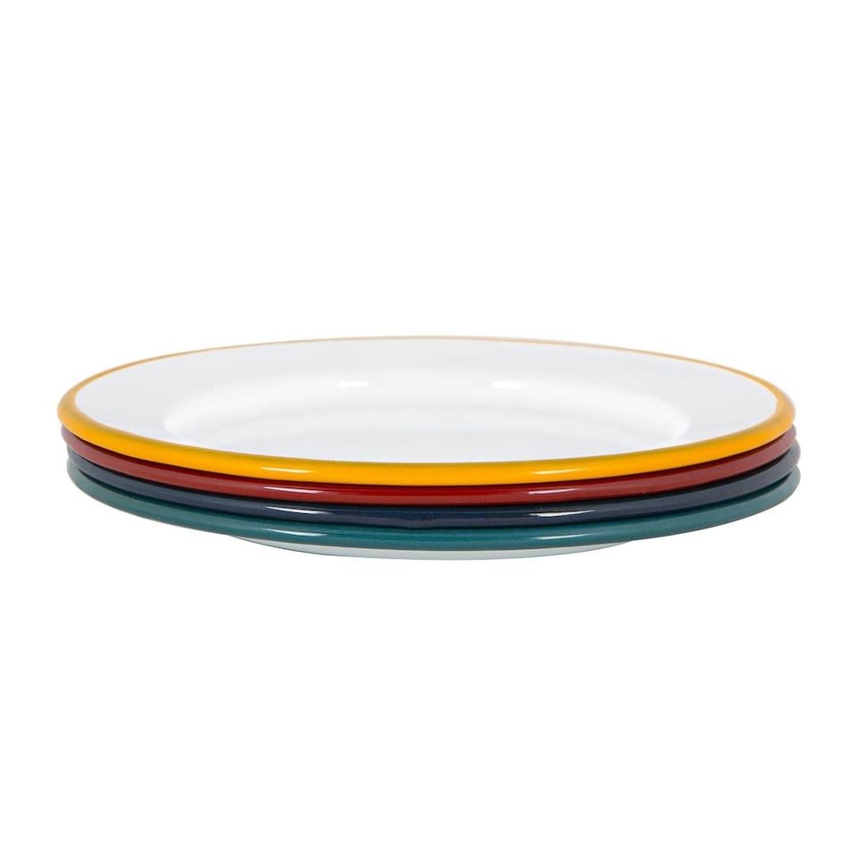 image 1 of Argon Tableware White Enamel Side Plates - 20cm - 4 Colours