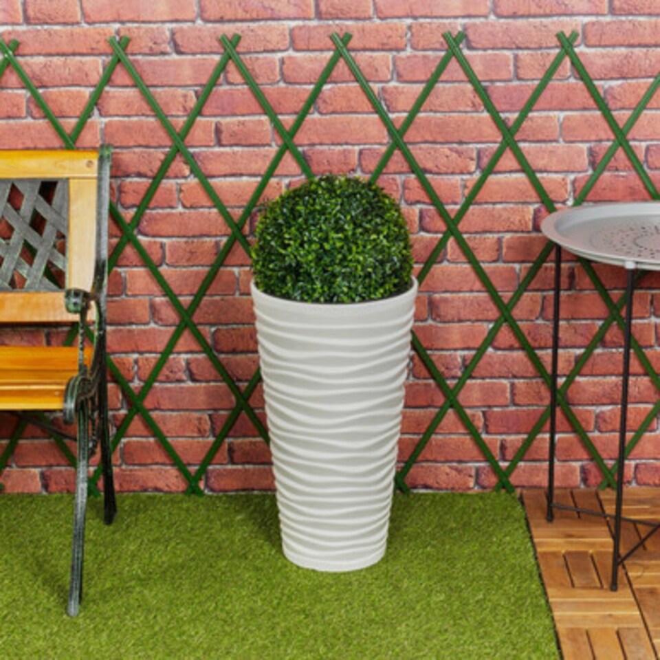 image 1 of Slim Plastic Round Flower Pot with Inserts - 52x29.6x29.6cm | White | White & Set of 2 | 2