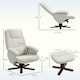 image 7 of HOMCOM Swivel Recliner Chair with Footstool and Wooden Base, Beige Cream